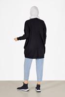 Tesettür giyim SİYAH SAÇ ÖRGÜLÜ TRİKO HIRKA 52541 