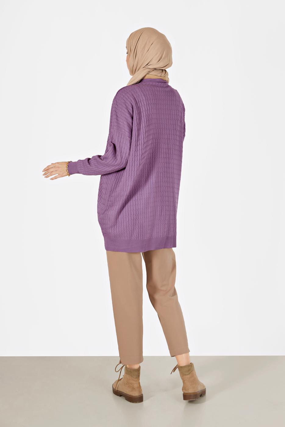 Hijab clothing PURPLE CABLE-KNIT CARDIGAN 52541 