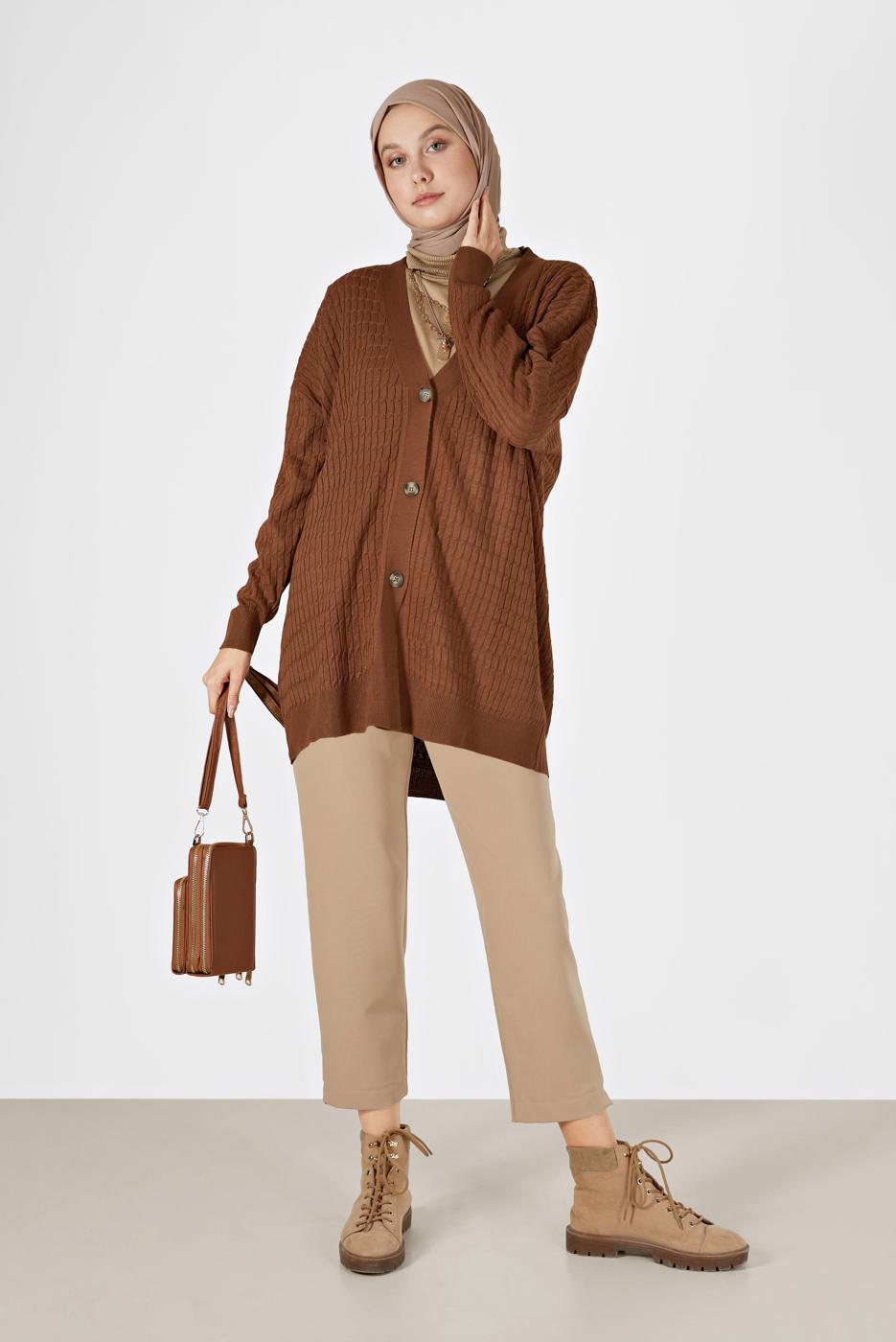 Vêtements hijab BRUN CARDIGAN CABLE 52541