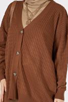Hijab clothing BROWN CABLE-KNIT CARDIGAN 52541 