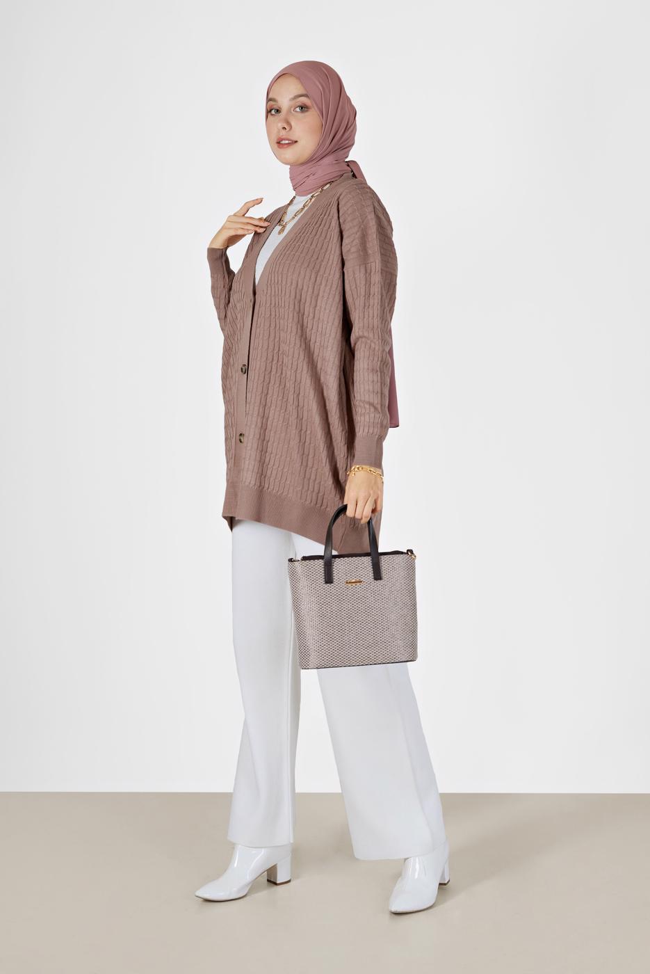 Hijab clothing POWDER CABLE-KNIT CARDIGAN 52541 