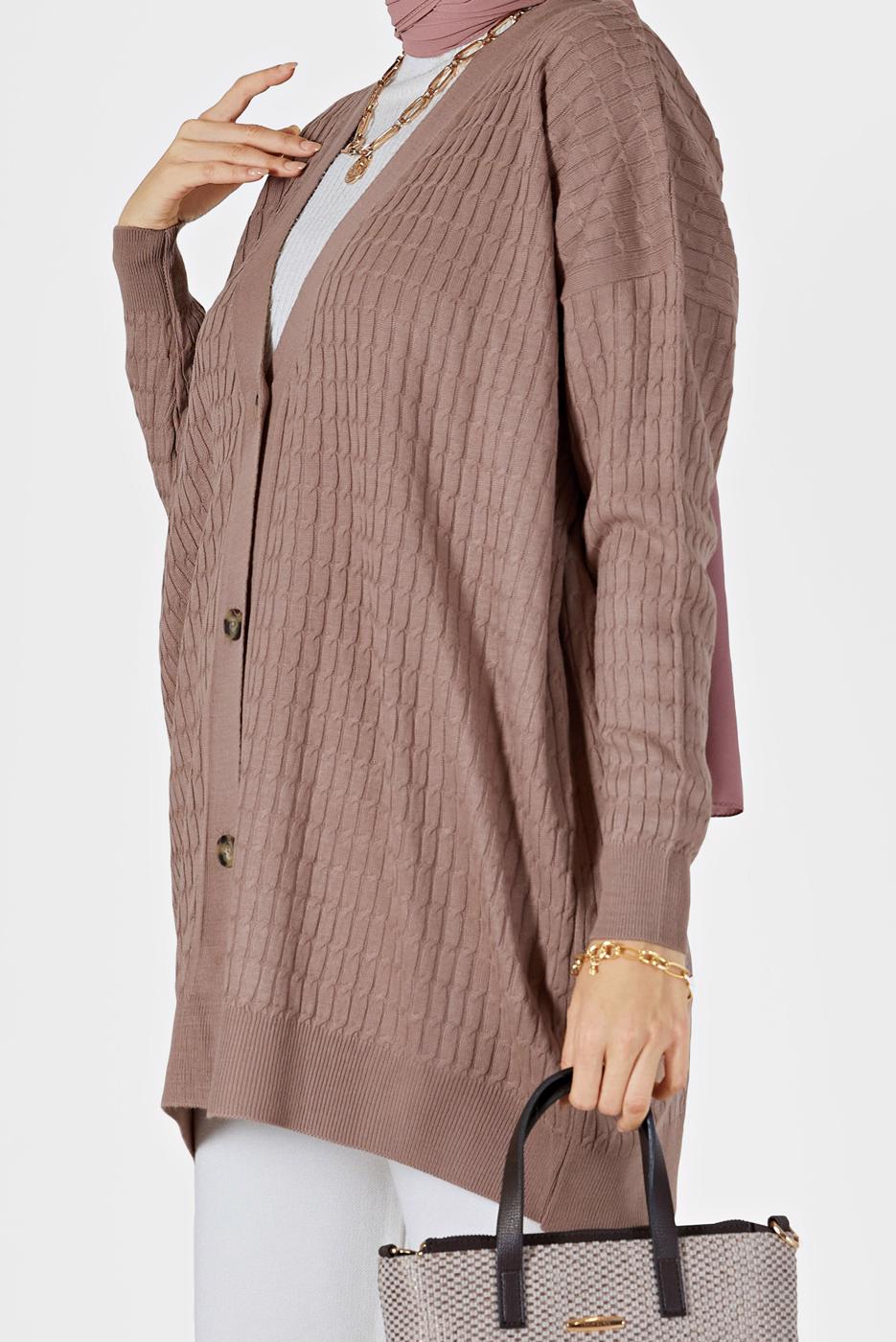 Hijab clothing POWDER CABLE-KNIT CARDIGAN 52541 