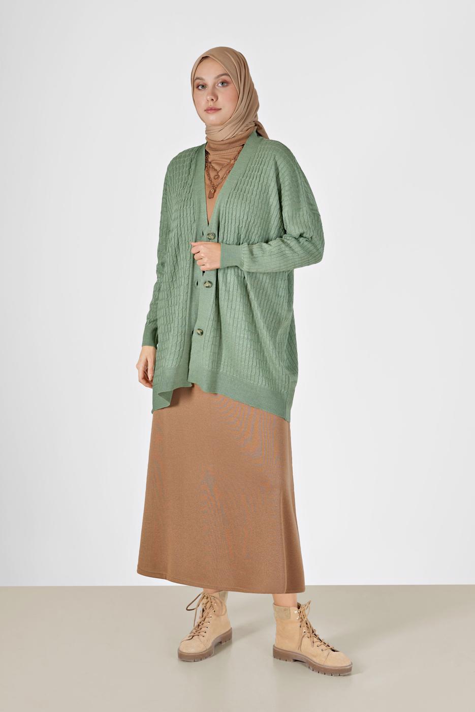 Vêtements hijab VERT CARDIGAN CABLE 52541