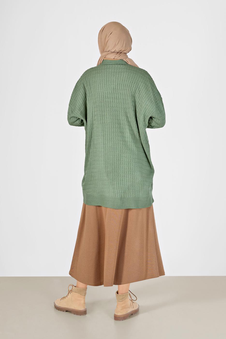 Hijab clothing GREEN CABLE-KNIT CARDIGAN 52541 
