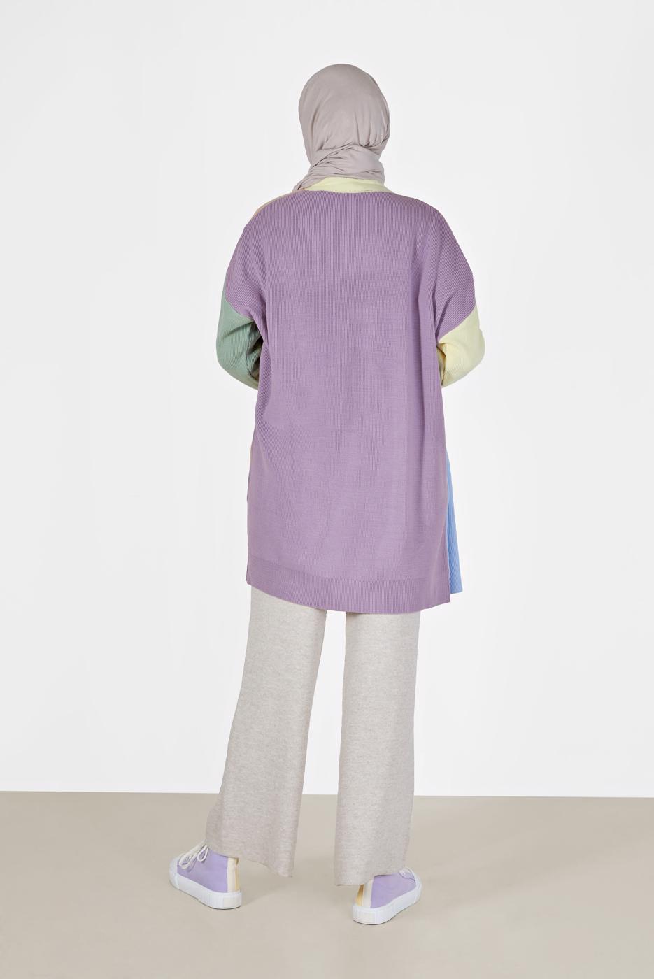 Tesettür giyim MOR ÇOK RENKLİ TRİKO HIRKA 55541