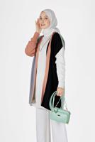 Tesettür giyim YEŞİL ÇOK RENKLİ TRİKO HIRKA 55541