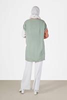 Tesettür giyim YEŞİL ÇOK RENKLİ TRİKO HIRKA 55541