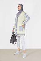 Tesettür giyim GRİ PÖTİKARE DESENLİ CEP DETAYLI TRİKO HIRKA 89541 