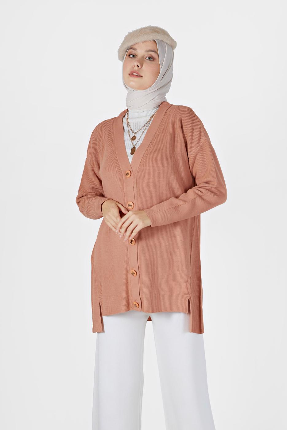 Tesettür giyim TURUNCU DÜĞMELİ BASIC HIRKA 94541 