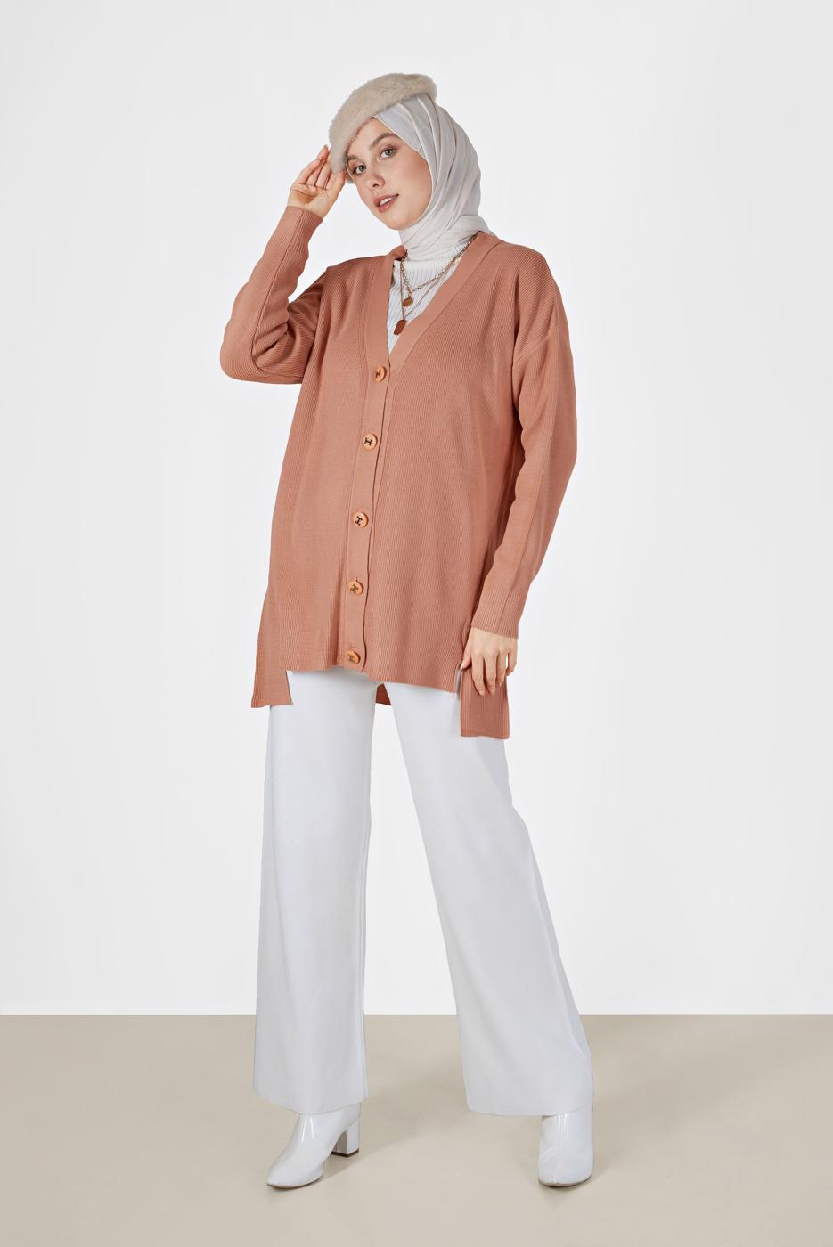 Tesettür giyim TURUNCU DÜĞMELİ BASIC HIRKA 94541 