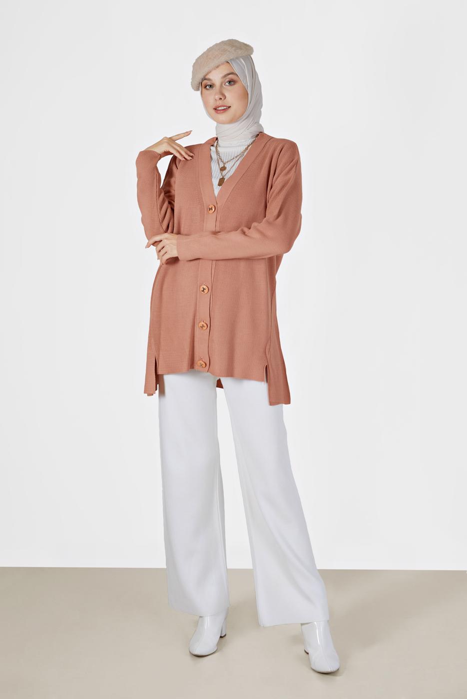 Tesettür giyim TURUNCU DÜĞMELİ BASIC HIRKA 94541 