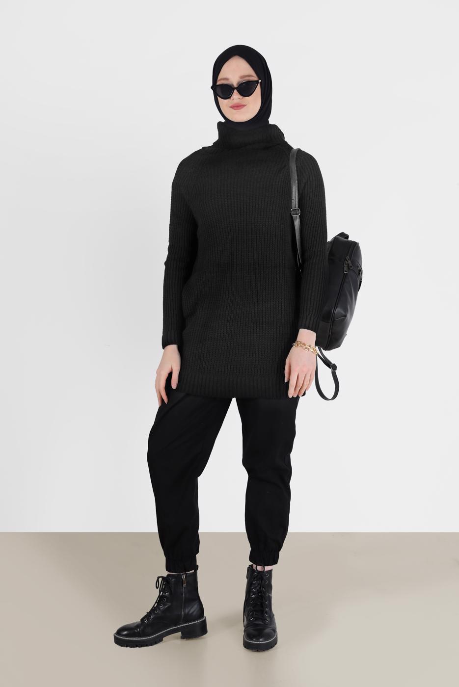 Hijab clothing BLACK TURTLENECK KNITWEAR SWEATER 00062 