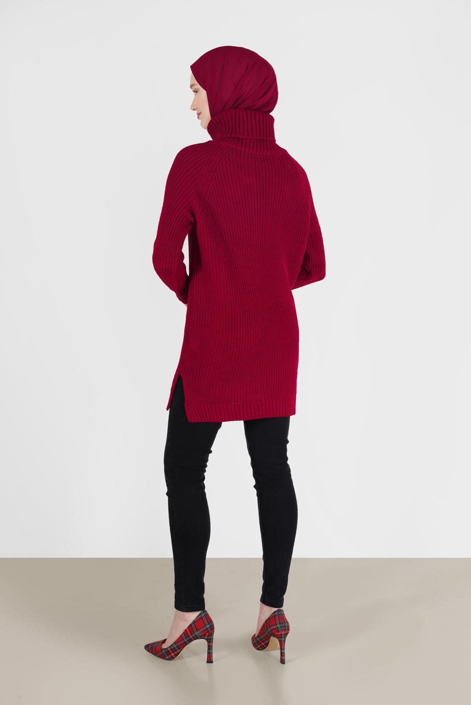 Vêtements hijab ROUGE PULL COL ROULÉ EN MAILLE 00062