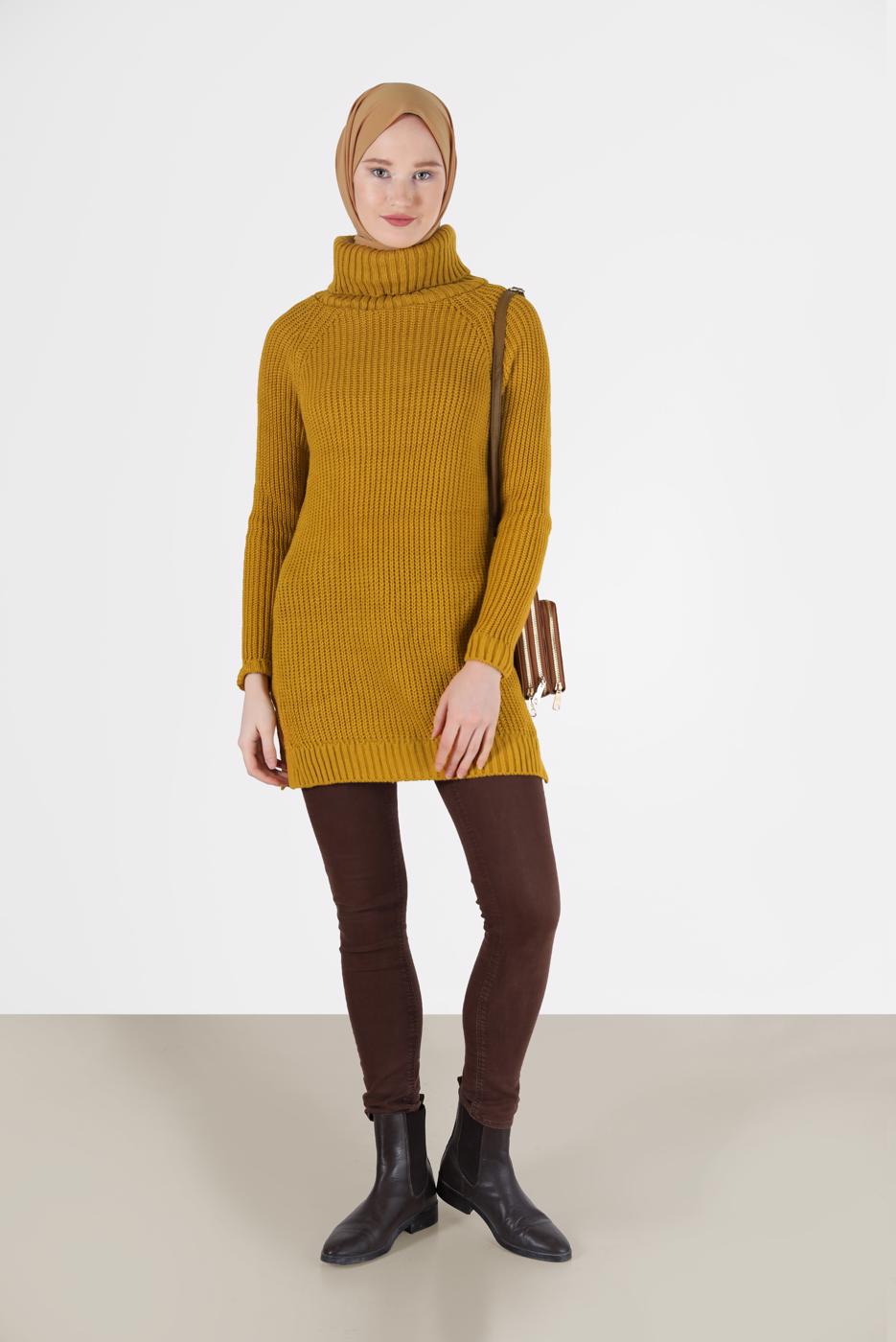 Vêtements hijab ORANGE PULL COL ROULÉ EN MAILLE 00062