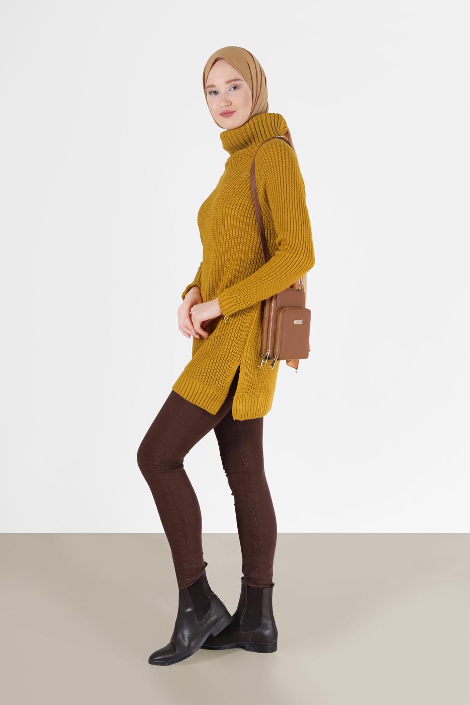 Vêtements hijab ORANGE PULL COL ROULÉ EN MAILLE 00062