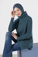 Hijab clothing BLUE TURTLENECK KNITWEAR SWEATER 00062 