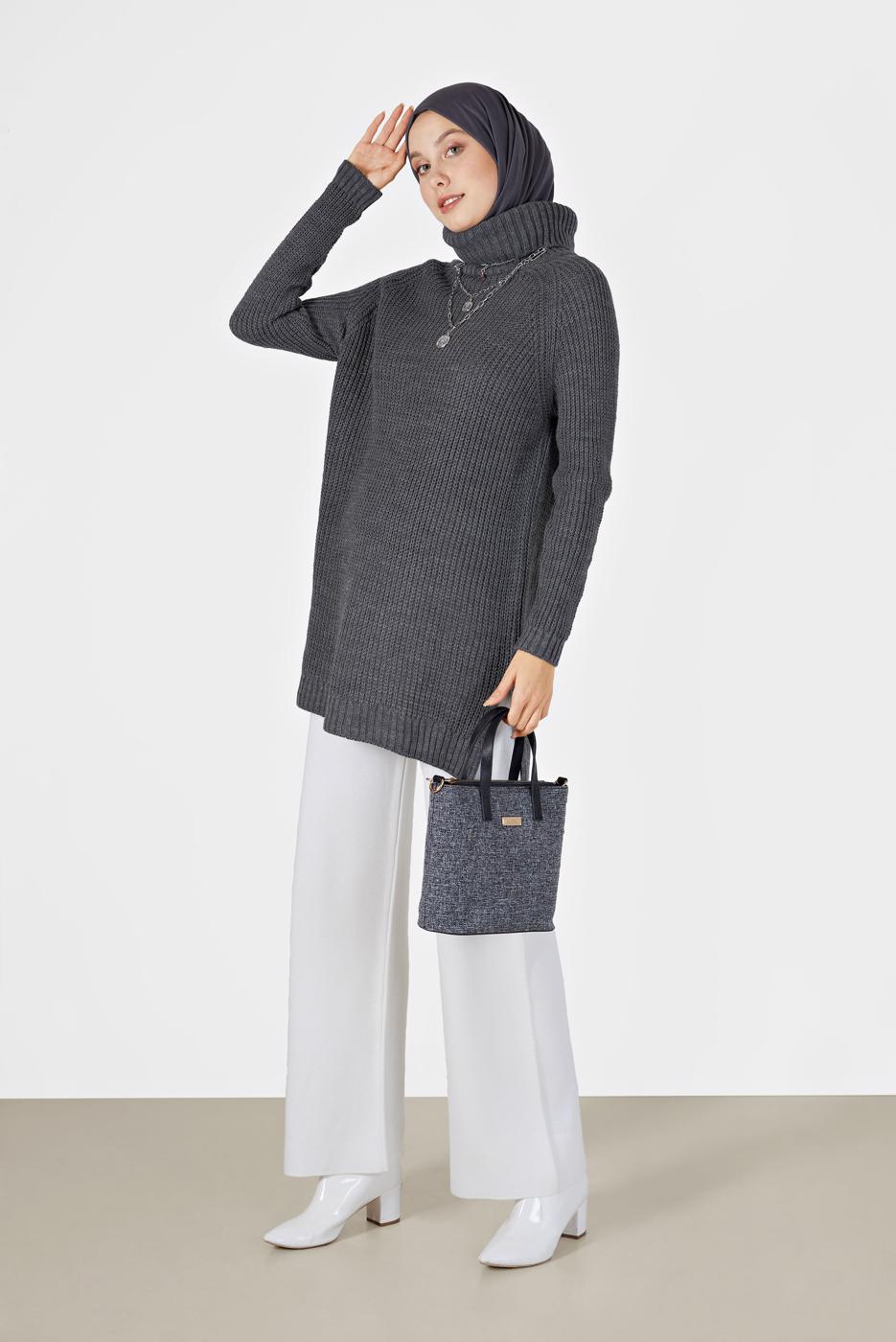 Hijab clothing GREY TURTLENECK KNITWEAR SWEATER 00062 