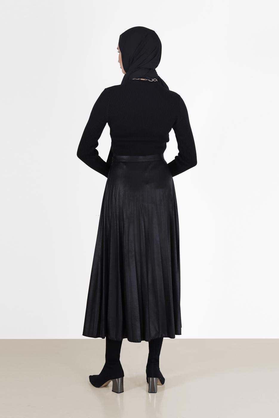 Vêtements hijab NOIR PULL EN MAILLE VELOURS CTELÉ 00081