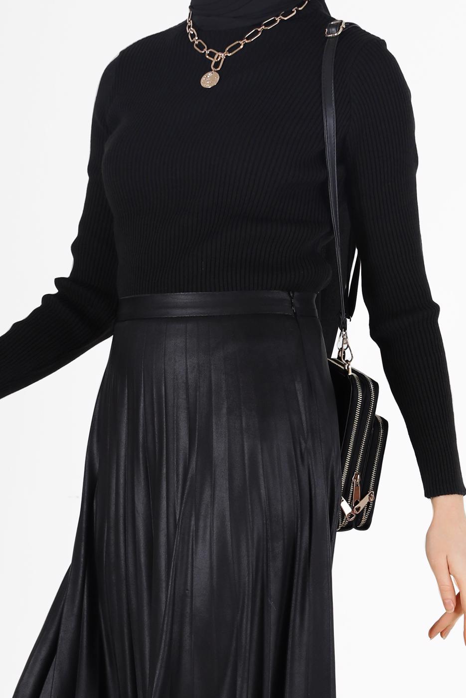 Vêtements hijab NOIR PULL EN MAILLE VELOURS CTELÉ 00081