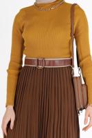 Tesettür giyim TURUNCU FİTİLLİ TRİKO KAZAK 00081