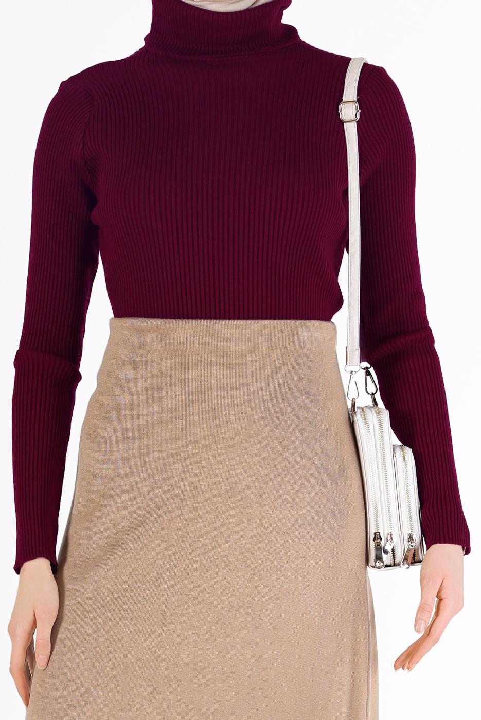 Vêtements hijab ROUGE BORDEAUX PULL EN MAILLE VELOURS CTELÉ 00081