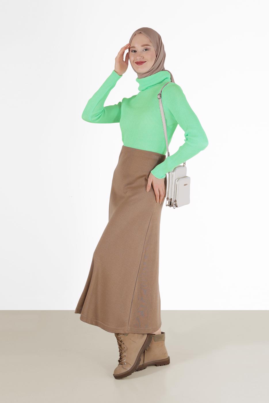 Vêtements hijab VERT PULL EN MAILLE VELOURS CTELÉ 00081