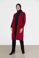 Vêtements hijab ROUGE CARDIGAN TRICOT LOSANGE 00091