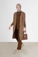 Hijab clothing BROWN RHOMBUS KNIT CARDIGAN 00091 