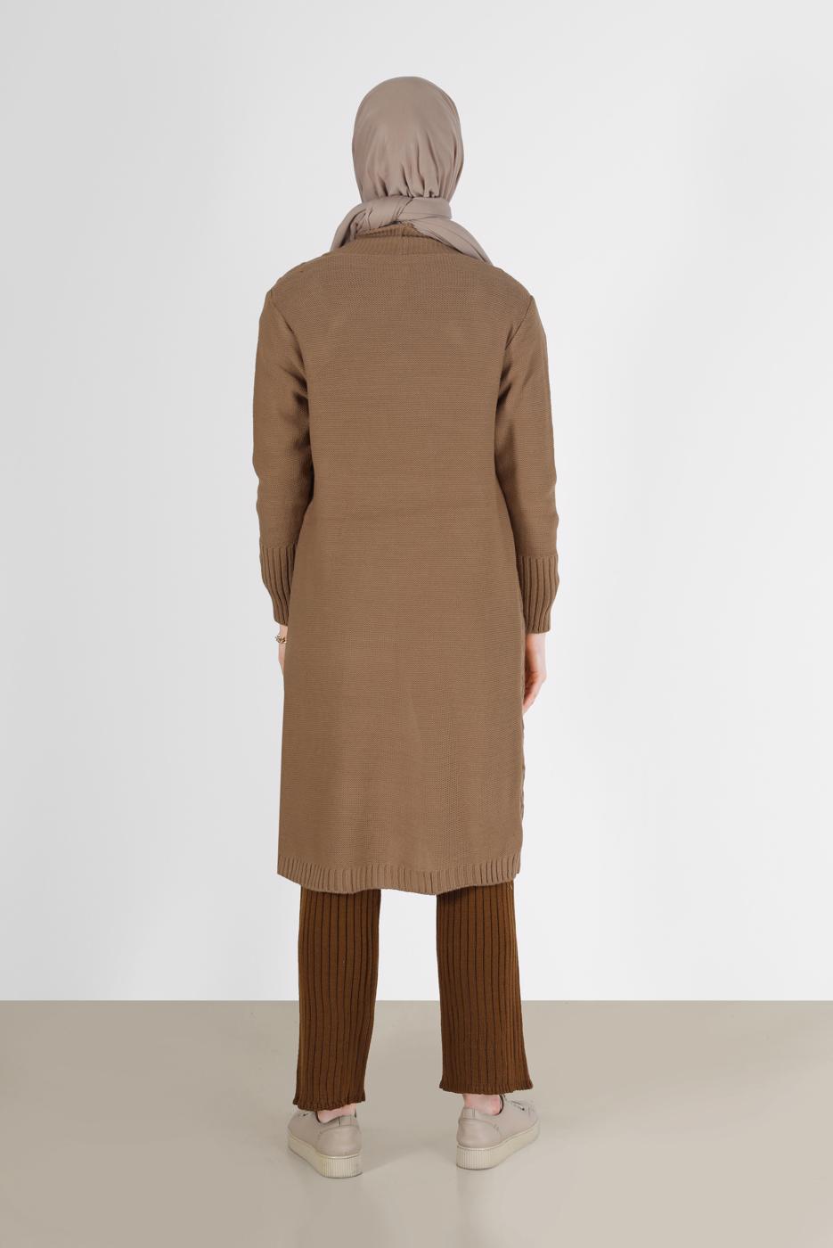 Hijab clothing BROWN RHOMBUS KNIT CARDIGAN 00091 