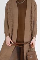 Hijab clothing BROWN RHOMBUS KNIT CARDIGAN 00091 