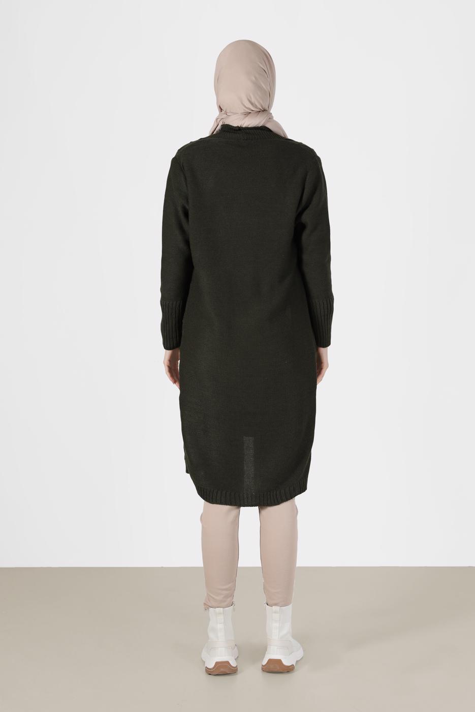 Hijab clothing KHAKI RHOMBUS KNIT CARDIGAN 00091 