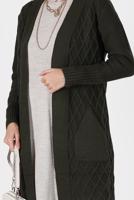 Hijab clothing KHAKI RHOMBUS KNIT CARDIGAN 00091 