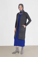 Hijab clothing GREY RHOMBUS KNIT CARDIGAN 00091 