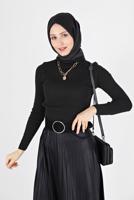 Hijab clothing BLACK BASIC CORDUROY KNITWEAR SWEATER 0912 