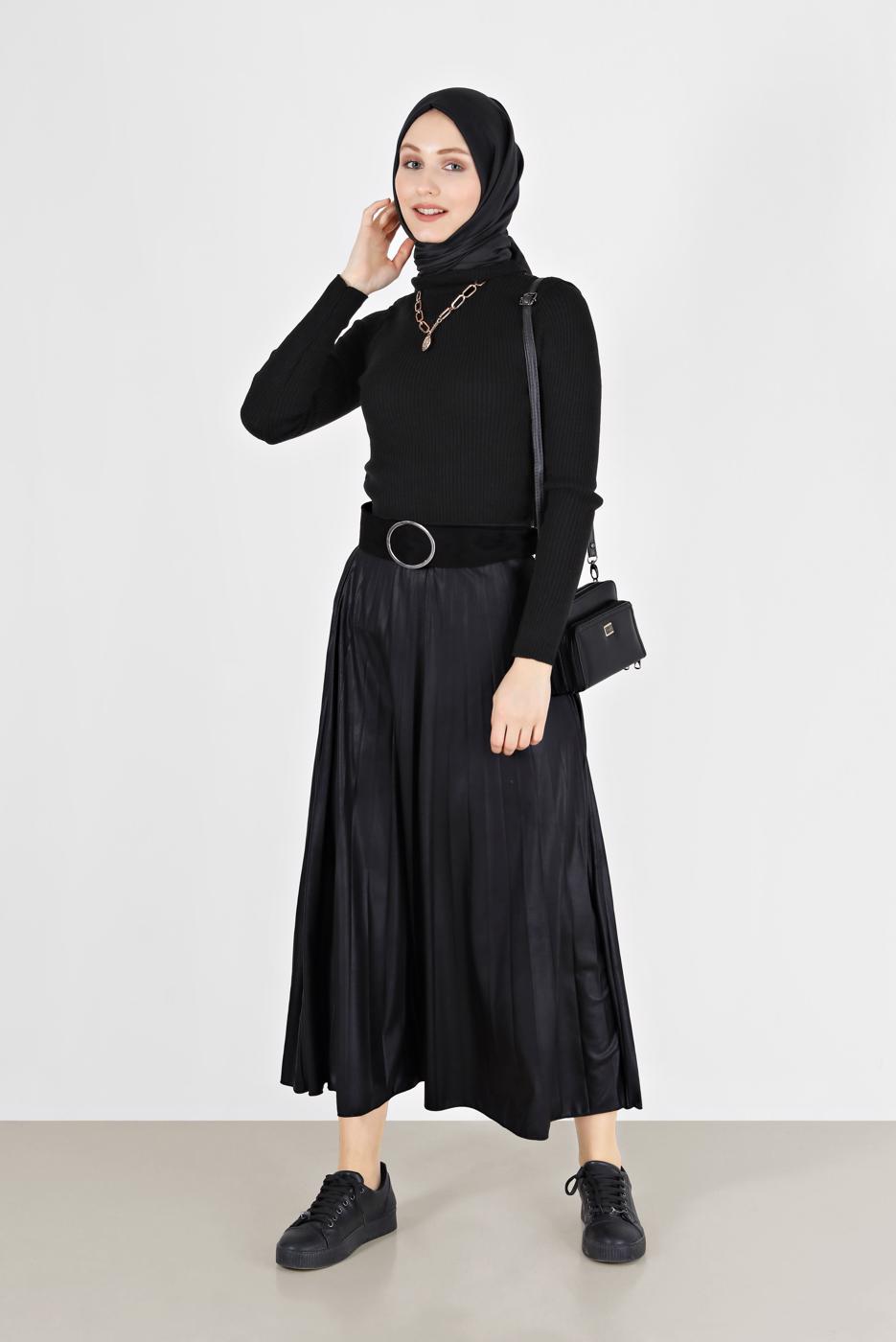 Hijab clothing BLACK BASIC CORDUROY KNITWEAR SWEATER 0912 