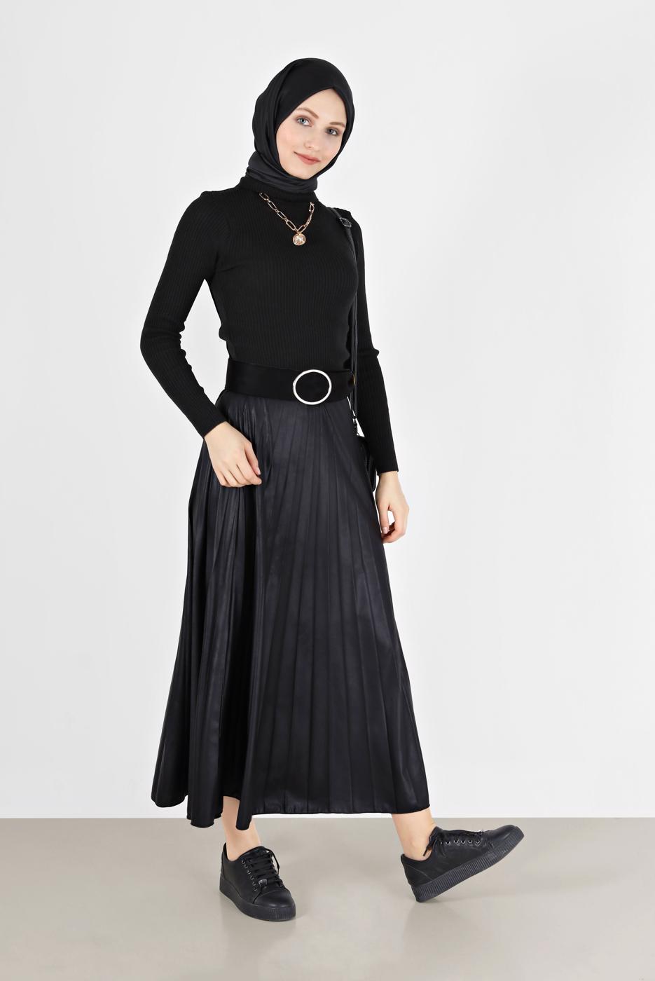 Hijab clothing BLACK BASIC CORDUROY KNITWEAR SWEATER 0912 