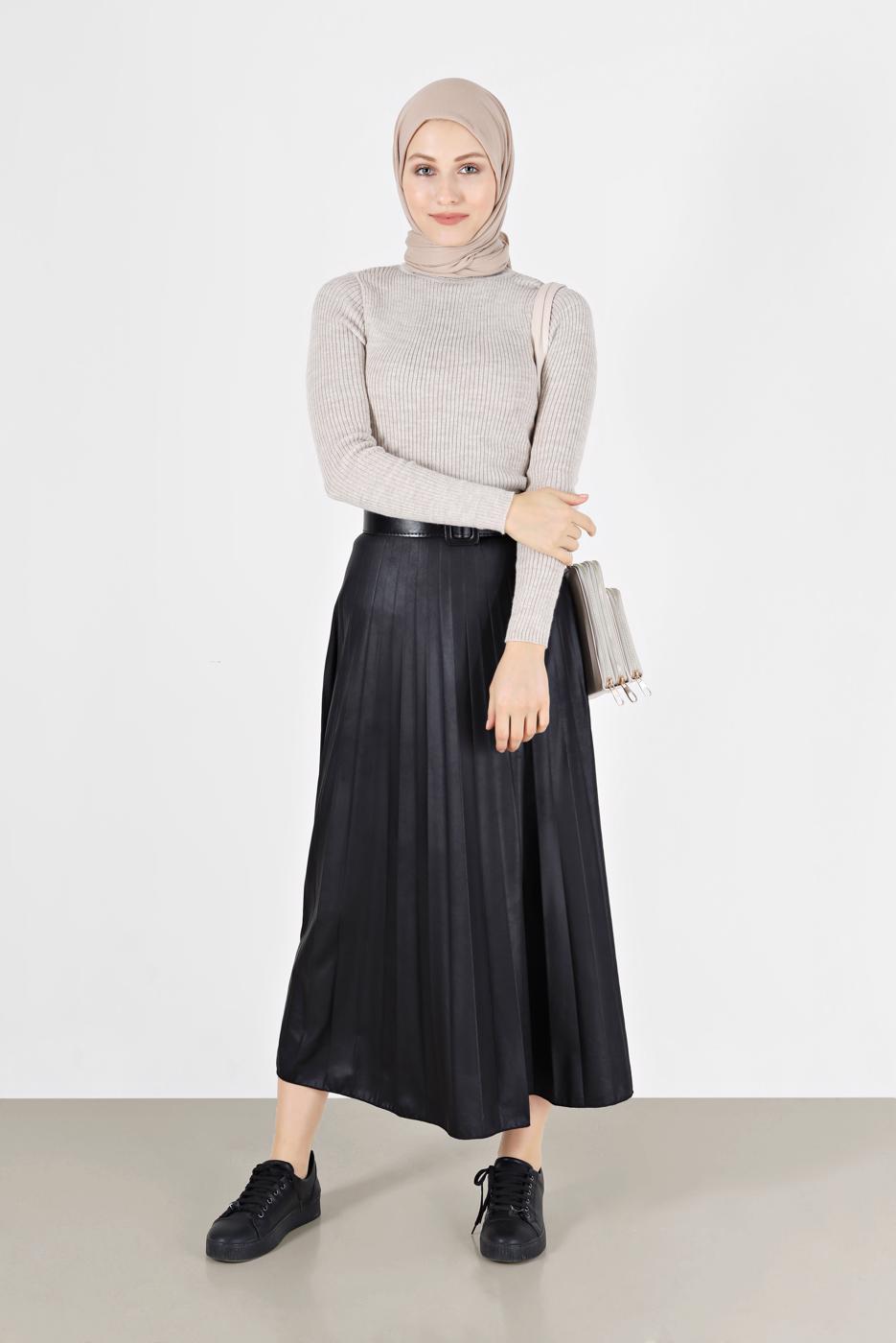 Hijab clothing BEIGE BASIC CORDUROY KNITWEAR SWEATER 0912 