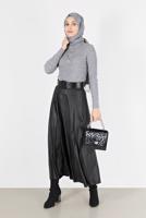 Tesettür giyim GRİ BASIC FİTİLLİ TRİKO KAZAK 0912 