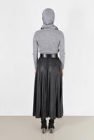 Tesettür giyim GRİ BASIC FİTİLLİ TRİKO KAZAK 0912 