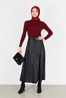 Tesettür giyim BORDO BASIC FİTİLLİ TRİKO KAZAK 0912 