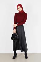 Tesettür giyim BORDO BASIC FİTİLLİ TRİKO KAZAK 0912 