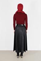 Tesettür giyim BORDO BASIC FİTİLLİ TRİKO KAZAK 0912 