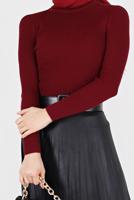 Tesettür giyim BORDO BASIC FİTİLLİ TRİKO KAZAK 0912 