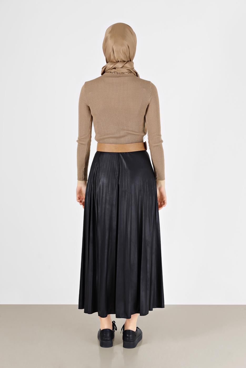 Tesettür giyim KAHVE BASIC FİTİLLİ TRİKO KAZAK 0912 