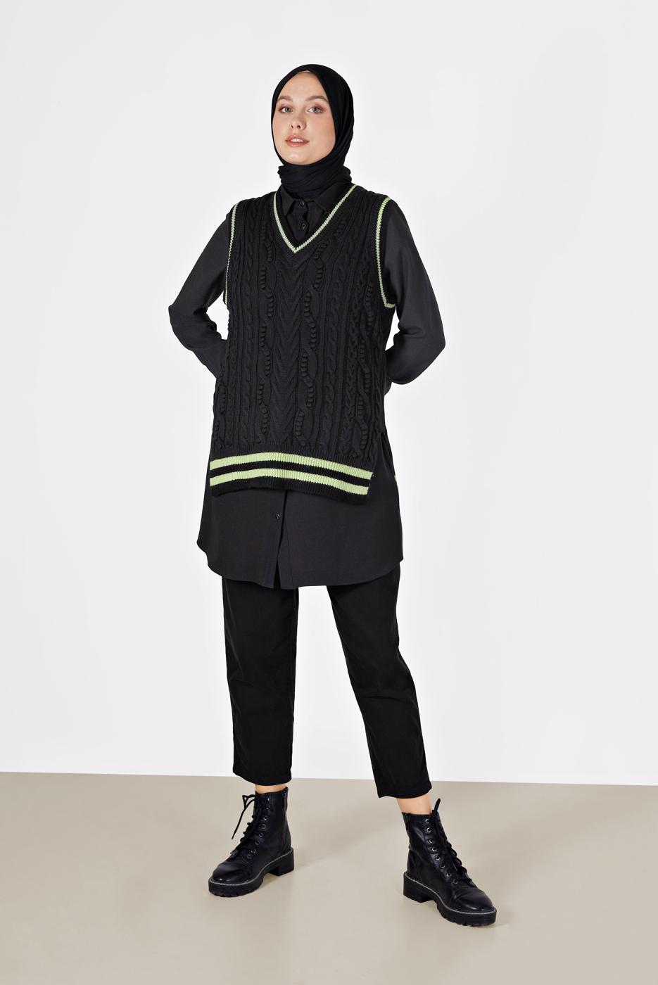 Vêtements hijab NOIR PULL À MOTIFS 1727