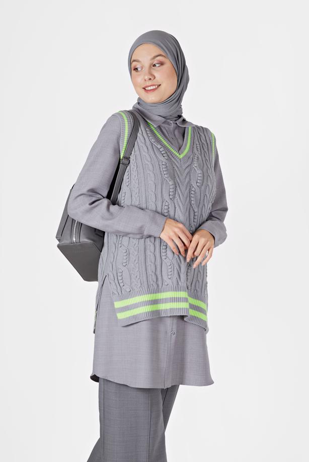 Tesettür giyim ÖRGÜ DESENLİ SÜVETER 1727 - TRENDTESETTÜR