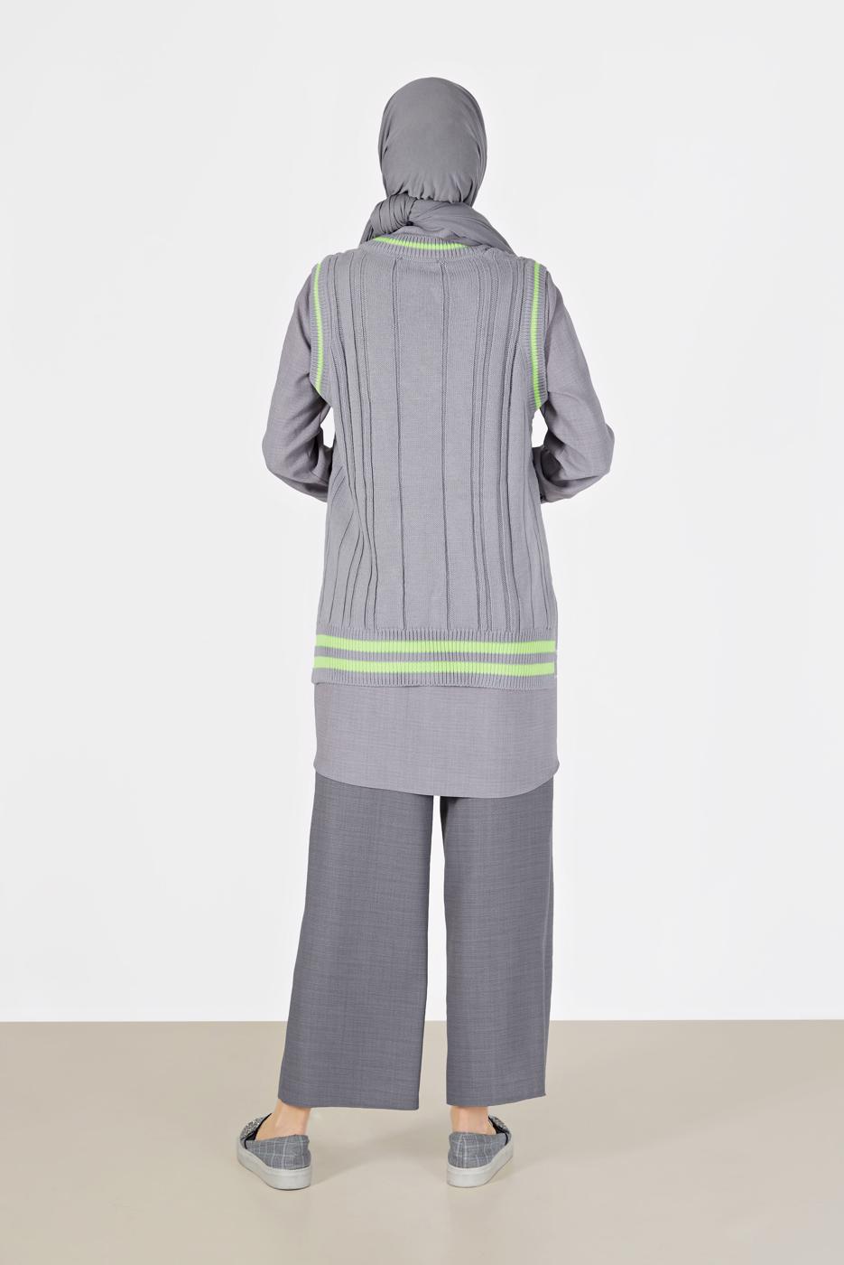 Hijab clothing GREY PATTERNED SWEATER 1727 