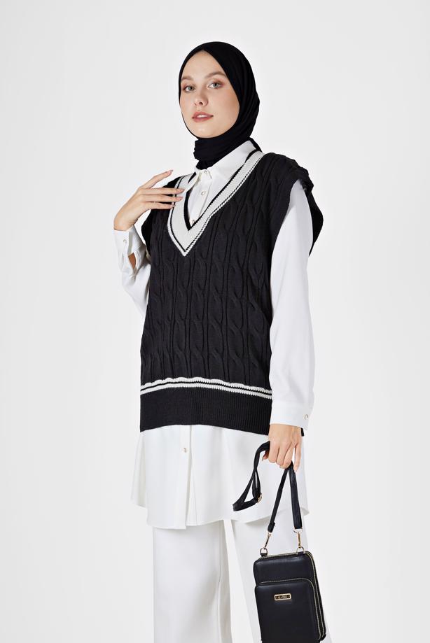 Vêtements hijab  PULL EN MAILLE À MOTIFS 2527 - TRENDTESETTÜR