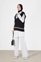 Vêtements hijab NOIR PULL EN MAILLE À MOTIFS 2527