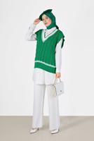 Tesettür giyim YEŞİL ÖRGÜ DESENLİ TRİKO SÜVETER 2527 